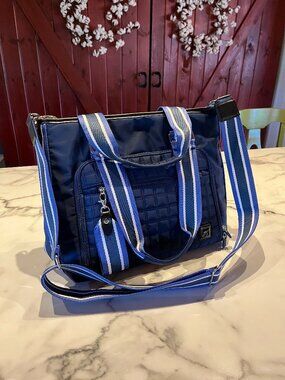 IHKWIP Quilted Convertible On-The-Go Tote Midnight Navy